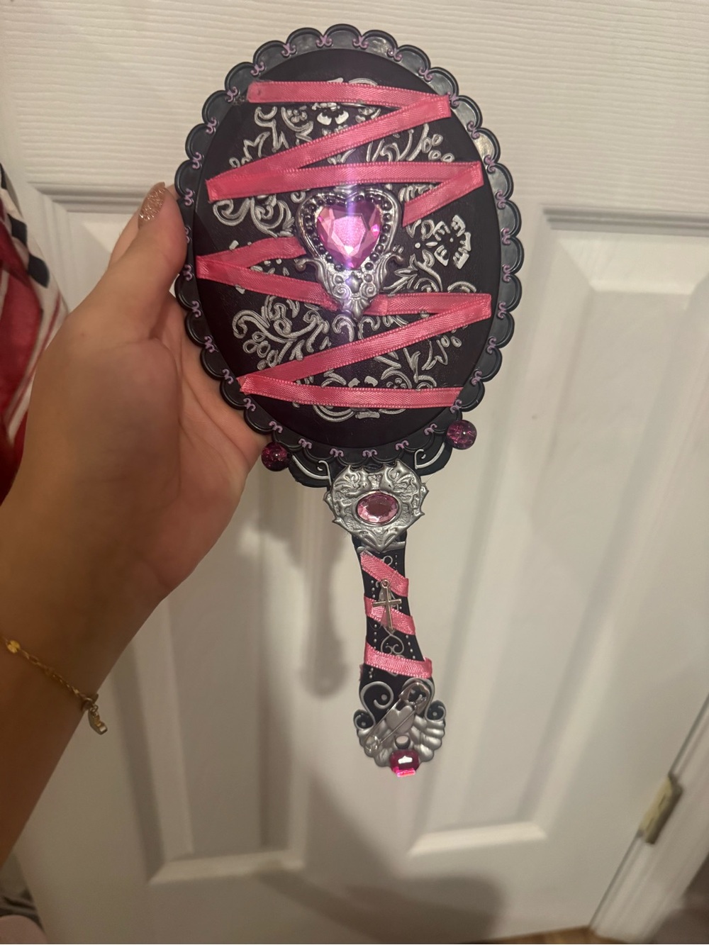 Monster High Draculaura Inspired handmade mirror black/silver with hot pink